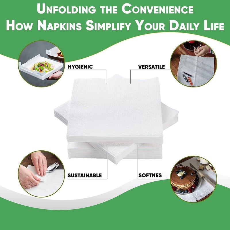 Pantryware Essentials Paper Lunch Napkins. 500 Count Lunch Napkins 1 Ply, White. 12 x 12 - Image 3